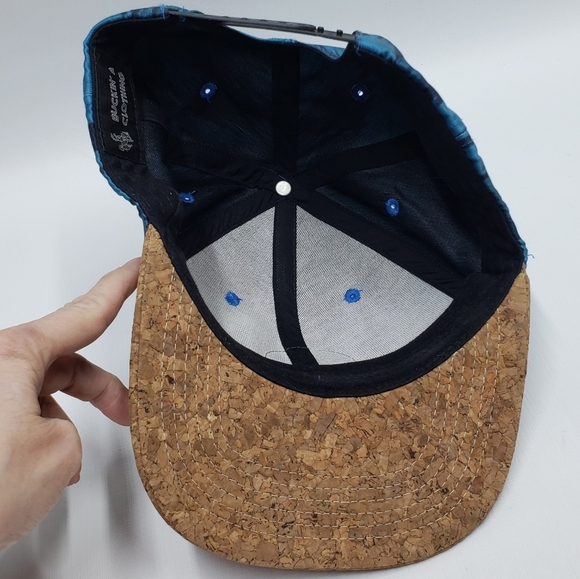 Buckin A Clothing Cap Blue Patterned Cork Brim Snap Back - Picture 8 of 10